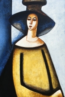 ''Femme en jaune''-Acrylique sur panneau-29''x20''-2017